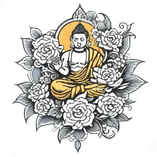 money, power, faithful, growth Buddhism tattoo design idea