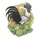 rooster riding broccoli tattoo design idea