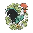 rooster riding broccoli tattoo design idea
