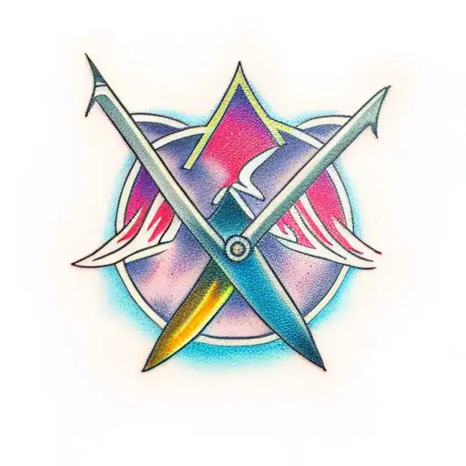 Sword, tree and lightning tattoo design idea