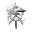 Sword, tree and lightning tattoo design idea