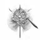 Sword, tree and lightning tattoo design idea