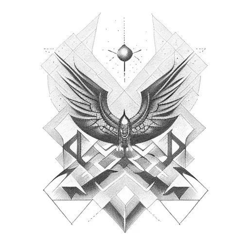 a mix betwen the symbols of Fulcrum and Starbird   tattoo design idea