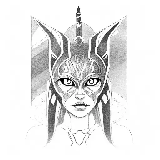 a mix betwen the symbols of Ahsoka Tano and Sabine Wren tattoo design idea