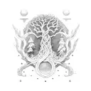 Yggdrasil and soldier tattoo design idea