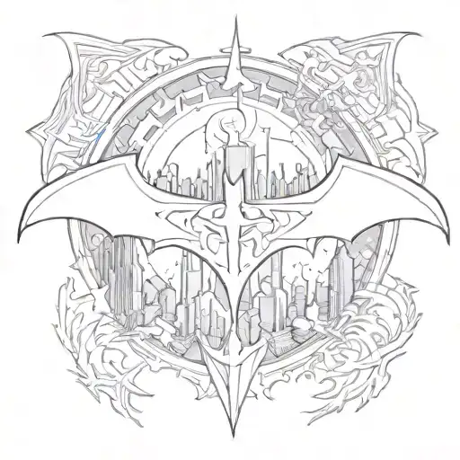 gotham city inside the bat symbol  tattoo design idea