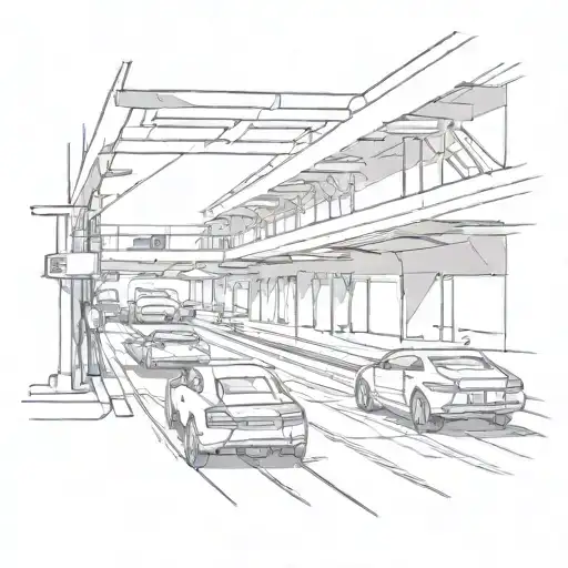 Combine elements of a drag strip and a garage in a futuristic and abstract way tattoo design idea