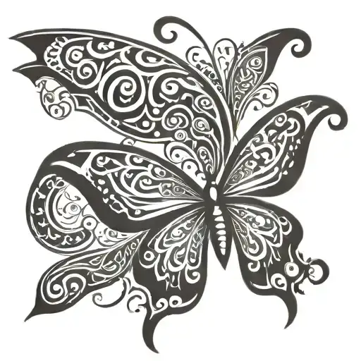 tribal butterfly  tattoo design idea