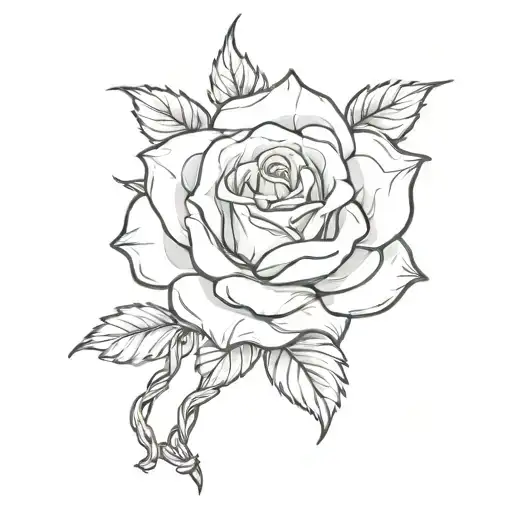 barbed wire rose tattoo design idea