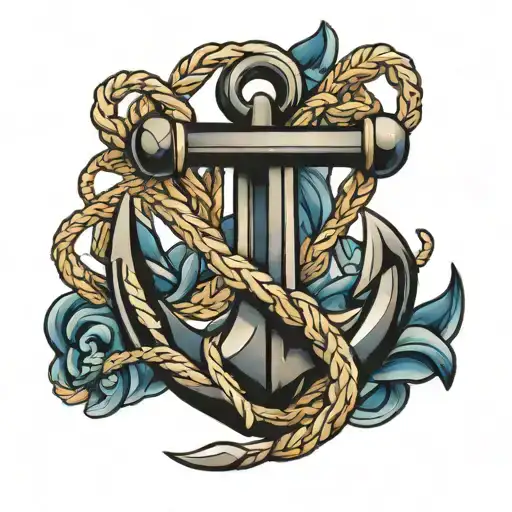 navy anchor intertwined tattoo design idea