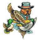 dog and mallards tattoo design idea