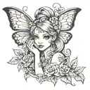 fairy peeking tattoo design idea