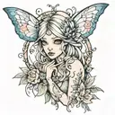 fairy peeking tattoo design idea