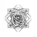 cross wrapped around a rose tattoo design idea