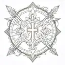 Templar shield Templar cross with swords says John 15-13 tattoo design idea
