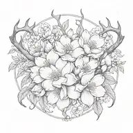 antler and magnolias blooming name tattoo design idea