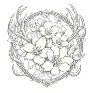 antler and magnolias blooming name tattoo design idea
