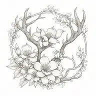 antler and magnolias blooming name tattoo design idea