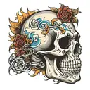 skull with thunderbolt tattoo design idea
