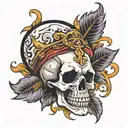 skull with thunderbolt tattoo design idea