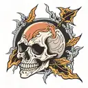 skull with thunderbolt tattoo design idea