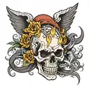 skull with thunderbolt tattoo design idea