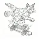 stray cat standing and skateboarding and smoking cigarette tattoo design idea