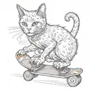 stray cat standing and skateboarding and smoking cigarette tattoo design idea