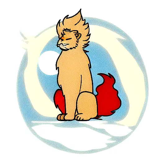 moon with lion in the fire tattoo design idea