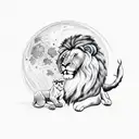 moon with lion in the fire tattoo design idea