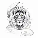 moon with lion in the fire tattoo design idea