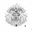 moon with lion in the fire tattoo design idea