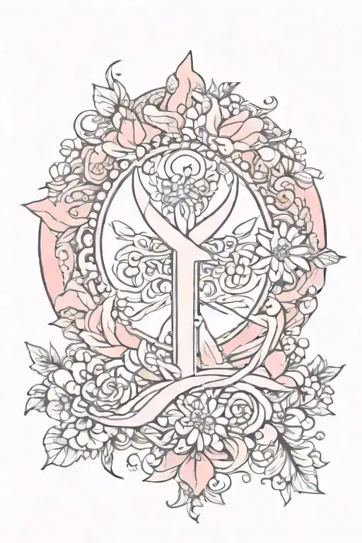 Breast cancer healed tattoo design idea