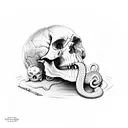 Three Eyed Skull With Rattle Snake tounge tattoo design idea