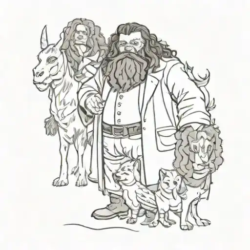 hagrid and his creatures tattoo design idea