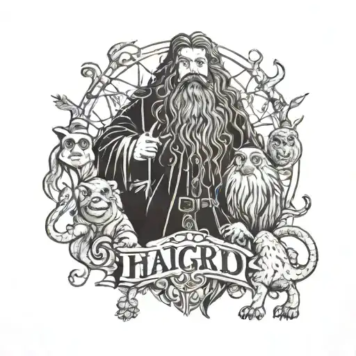 hagrid and his creatures tattoo design idea
