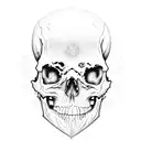A spectral ghost, ethereal and enigmatic, intertwines with a weathered skull, evoking the ephemeral nature of life. tattoo design idea