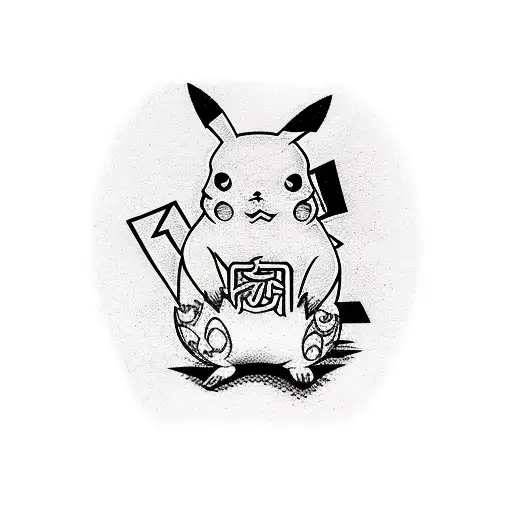 heavy metal pikachu tattoo design idea