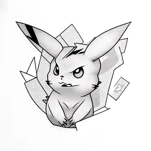 goth pikachu tattoo design idea