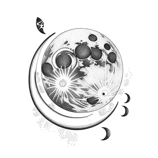 moon with aquarius vibe tattoo design idea