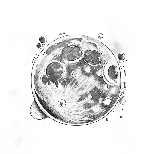 moon with aquarius vibe tattoo design idea