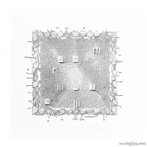 Abstract representation of the periodic table with emphasis on Asper X tattoo design idea