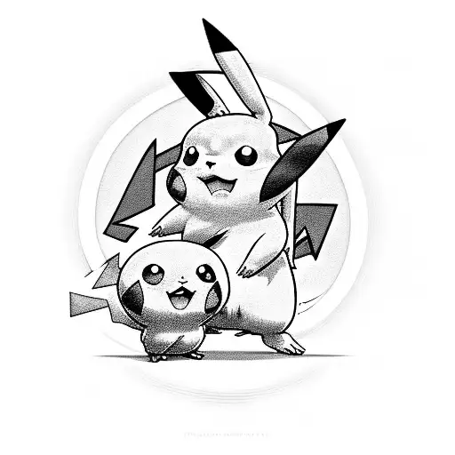 pikachu evolution line tattoo design idea