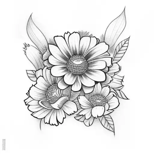 flower with bumble bees tattoo design idea