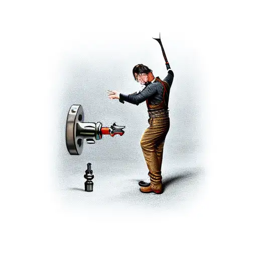 A pipe fitter juggling knives tattoo design idea