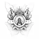 Bayside bird, strawberries, scottish thistle tattoo design idea
