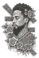 God with flowers and crosses with love yourz j cole tattoo design idea