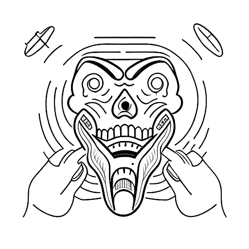 A pair of lips with bullet casings as the teeth tattoo design idea