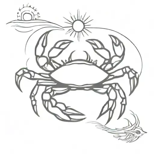 crab and sun tattoo design idea