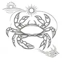 crab and sun tattoo design idea